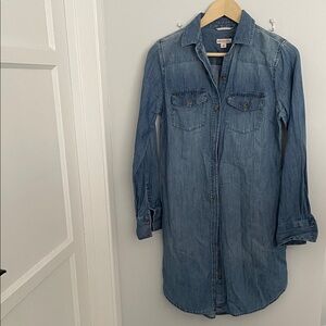 Blue Denim Long Shirt Dress women size s
